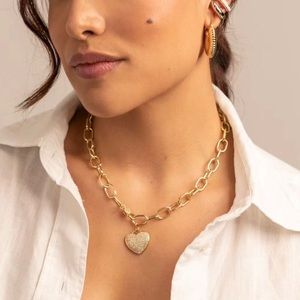 Cubic Zirconia Gold Heart Necklace